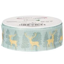 Product Fabric Gift Ribbon with Reindeer and Trees 40mm x 18m