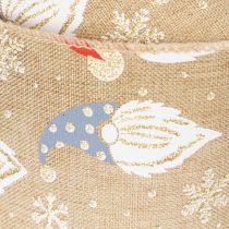Product Decorative Ribbon with Christmas Gnomes on Jute-Style Fabric 60mm x 10m