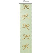 Product Decorative Mint Green Ribbon with Gold Bow Motif, 15mm x 18m