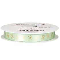 Product Decorative Mint Green Ribbon with Gold Bow Motif, 15mm x 18m