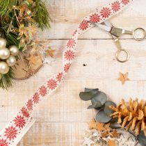 Product Dekorative Ribbon with Snowflake Design 25mm x 20m – Red and White