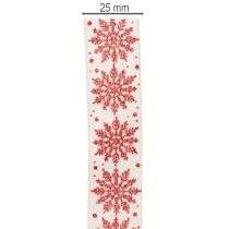 Product Dekorative Ribbon with Snowflake Design 25mm x 20m – Red and White