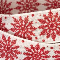 Product Dekorative Ribbon with Snowflake Design 25mm x 20m – Red and White