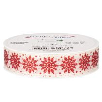 Product Dekorative Ribbon with Snowflake Design 25mm x 20m – Red and White