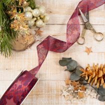 Product Organza Ribbon with Glitter Stars Purple 40mm x 15m for Christmas Decorations