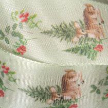 Product Dekorative Ribbon with Deer, Forest, and Floral Design, 40mm x 15m, Polyester