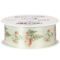Product Dekorative Ribbon with Deer, Forest, and Floral Design, 40mm x 15m, Polyester