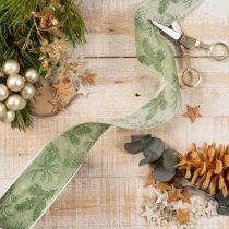 Product Decorative Ribbon Holly and Mistletoe 40mm x 15m Green Polyester
