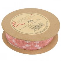 Product Lace ribbon old pink, decorative ribbon, vintage decoration, decorative ribbon, wedding decoration W25mm L15m