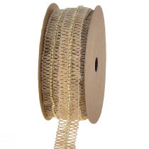 Jute ribbon decorative ribbon with golden beads jute 17mm 10m