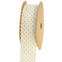 Gift ribbon cream ribbon dots and lace 38mm 10mm