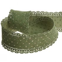 Product Gift ribbon green ribbon dots and lace 38mm 10mm