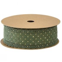 Product Gift ribbon green ribbon dots and lace 38mm 10mm