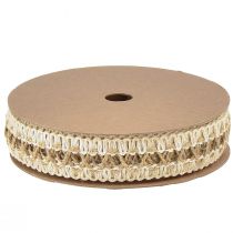 Product Jute ribbon decorative ribbon with loops cream natural 25mm 10m