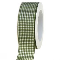 Gift ribbon decorative ribbon check green cream 40mm 20m