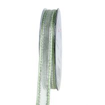 Gift ribbon mint green with silver 15mm 20m