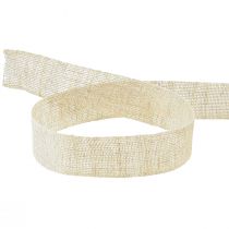 Product Decorative ribbon natural beige linen ribbon 25mm 20m