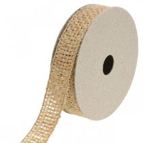 Product Decorative ribbon jute yellow, nature 25mm Rustic decorative jute ribbon 10m