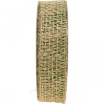 Product Deco ribbon jute green, nature 25mm Jute ribbon for decoration 10m