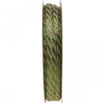Deco ribbon linen green, natural 4mm gift ribbon decorative ribbon 20m