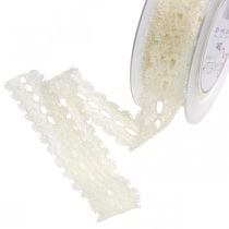 Ribbon made of lace, wedding decoration, romantic deco ribbon cream white W35mm L20m