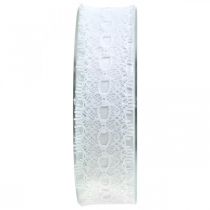 Product Ribbon with lace, wedding decoration, deco ribbon White W35mm L20m