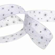 Organza ribbon flowers gray 20mm 20m