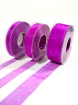 Organza ribbon with selvage 50m medium purple