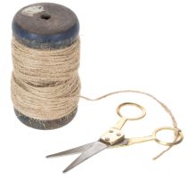Product Ribbon spool jute ribbon with scissors Ø5cm H8cm 2pcs