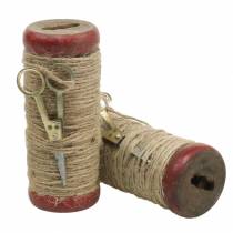 Product Thread spool with decorative scissors Ø6.5cm H15cm 2pcs vintage style