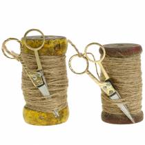 Product Tape spool jute tape with scissors Ø5cm H8cm 2pcs
