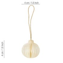 Product Paper Christmas tree ornaments, honeycomb paper, white and gold, 4cm, 6 pieces