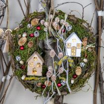 Product Christmas tree decorations, wooden house decoration H10cm 4pcs