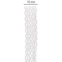 Product Cotton lace ribbon, fine decorative ribbon for crafting, 15mm wide, 10m long