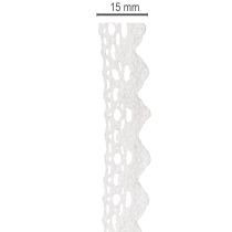 Product Decorative lace ribbon, fine cotton trim for handicrafts, 15mm wide, 10m long