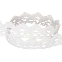 Product Decorative lace ribbon, fine cotton trim for handicrafts, 15mm wide, 10m long