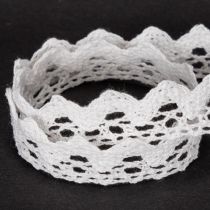 Product Decorative lace ribbon, fine cotton trim for handicrafts, 15mm wide, 10m long