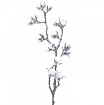 Artificial Cotton Branch Cotton Flowers Snowed 79cm