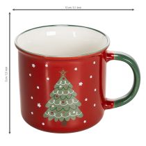 Product Red Ceramic Christmas Mug with Green Tree Design, 9cm