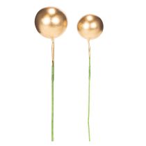 Product Golden Artificial Berries on Wire for Festive Arrangements 2 cm 48 pcs