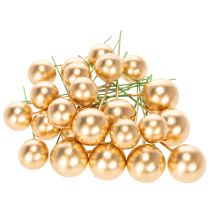 Product Golden Artificial Berries on Wire for Festive Arrangements 2 cm 48 pcs