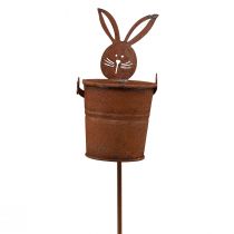 Product Flowerbed rust rabbit with bucket planter vintage 5x11cm
