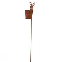 Product Flowerbed rust rabbit with bucket planter vintage 5x11cm