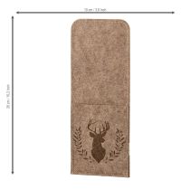 Product Felt Cutlery Pouches with Deer Design, 26cm, Brown, Set of 4