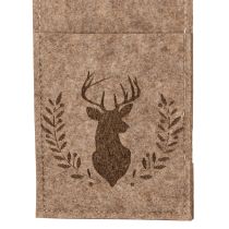 Product Felt Cutlery Pouches with Deer Design, 26cm, Brown, Set of 4