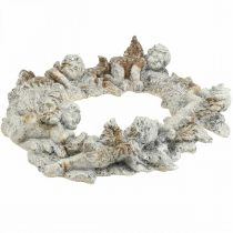 Product Concrete deco angel deco wreath wall decoration white brown 36.5cm