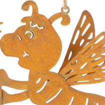 Product Hanging bee decoration, rust-colored metal, summer decoration, 12cm, 6 pieces