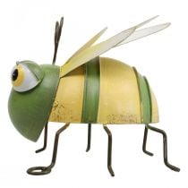 Garden figure bee, decorative figure metal insect H9.5cm green yellow