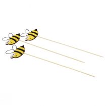 Spring decoration flower plug wooden bee decoration 7cm 12pcs