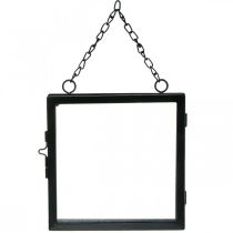 Picture frame for hanging metal and glass black 18x19cm